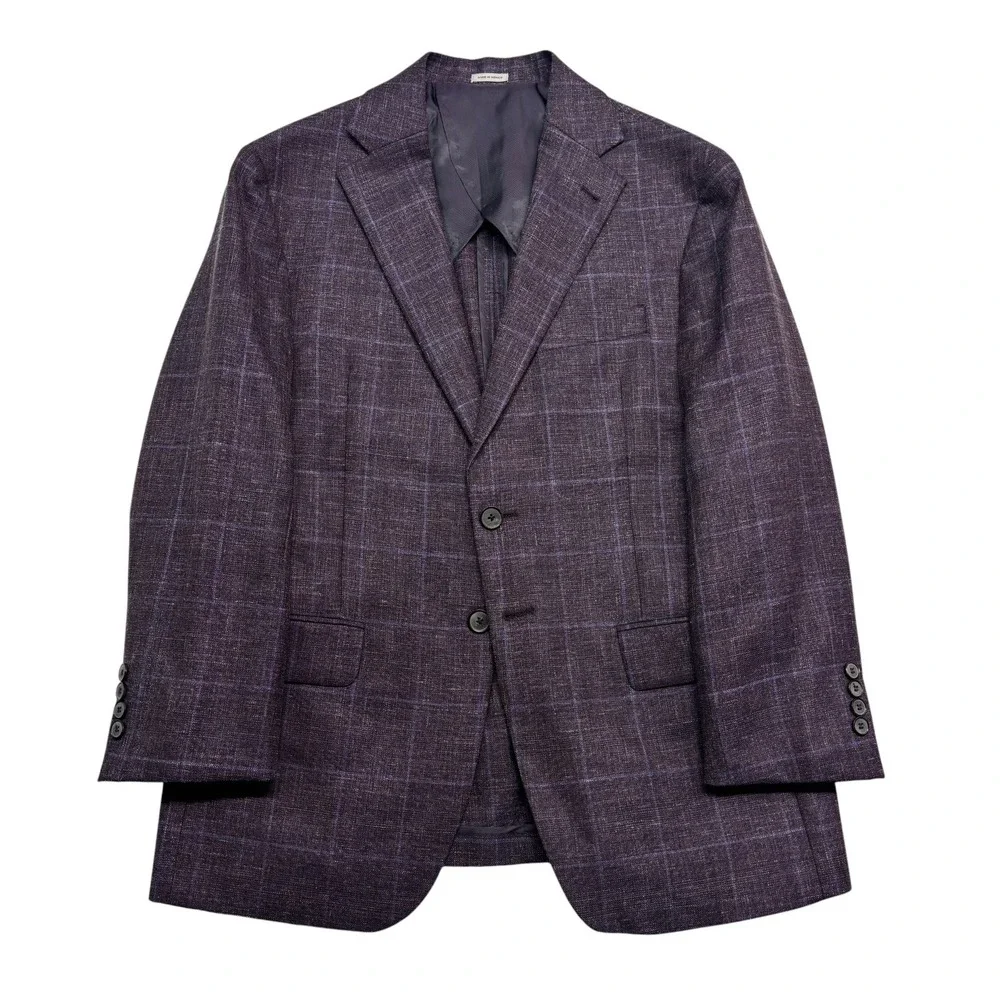 Joseph Abboud 40S Purple Blazer Jacket Sport Suit Coat Wool Silk Linen Slim